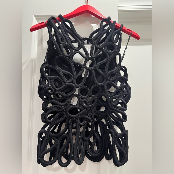NWOT Cult Gaia Danica Crochet Knit Tank Top Black - Picture 4 of 6